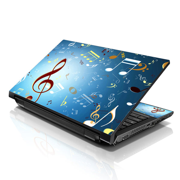 Laptop Notebook Skin Decal with 2 Matching Wrist Pads - Music Notes