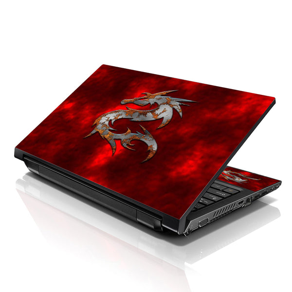 Laptop Notebook Skin Decal with 2 Matching Wrist Pads - Red Dragon