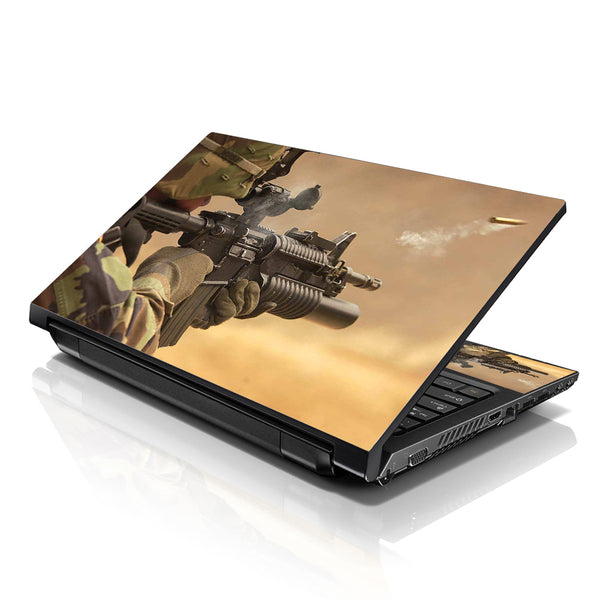 Laptop Notebook Skin Decal with 2 Matching Wrist Pads - Shooting Army Rifle