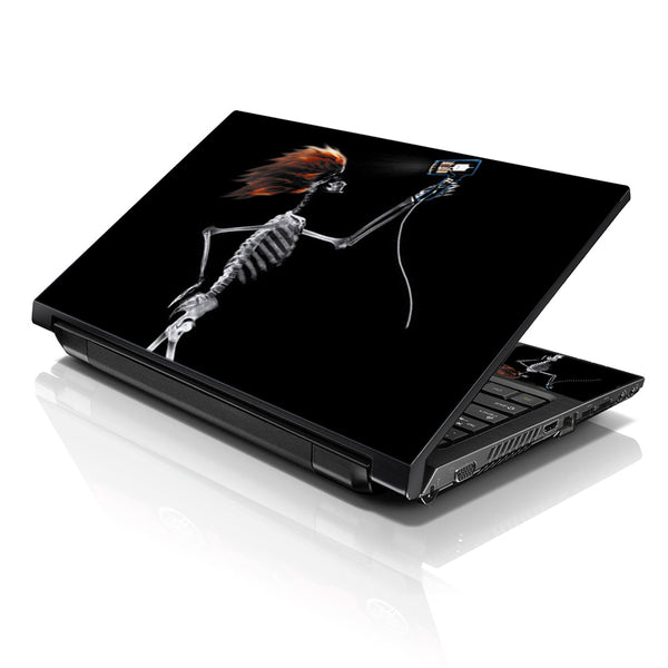 Laptop Notebook Skin Decal with 2 Matching Wrist Pads - Skull with Red Hair