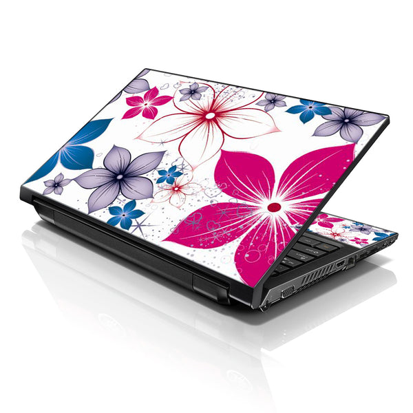 Laptop Notebook Skin Decal with 2 Matching Wrist Pads - Spring Flower Leaves