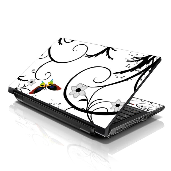 Laptop Notebook Skin Decal with 2 Matching Wrist Pads - White Butterfly Escape