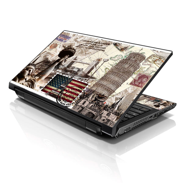 Laptop Notebook Skin Decal with 2 Matching Wrist Pads - World Landmarks