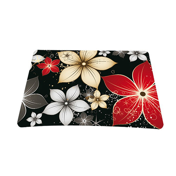 Standard 9 x 7 Inch Mouse Pad – Black Gray Red Flower Leaves