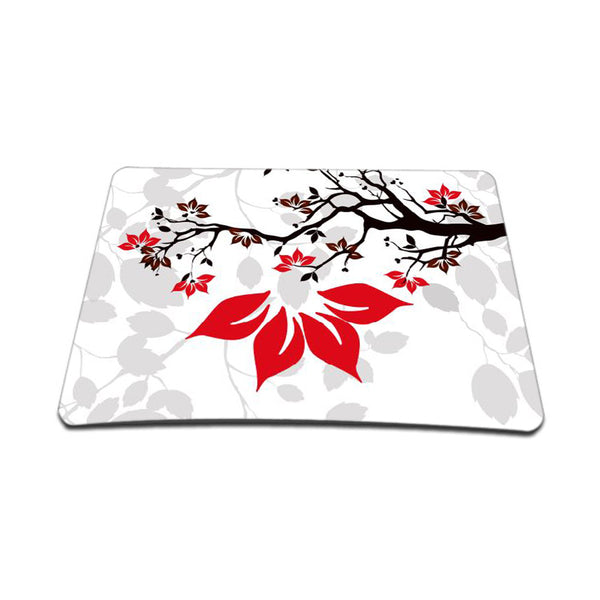 Standard 9 x 7 Inch Mouse Pad – White Grey Branches Floral