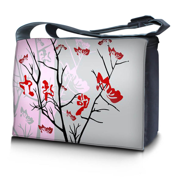 Laptop Padded Compartment Shoulder Messenger Bag Carrying Case – Pink Gray