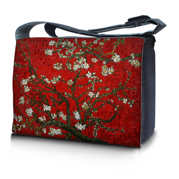 Laptop Padded Compartment Shoulder Messenger Bag Carrying Case – Red Almond Trees