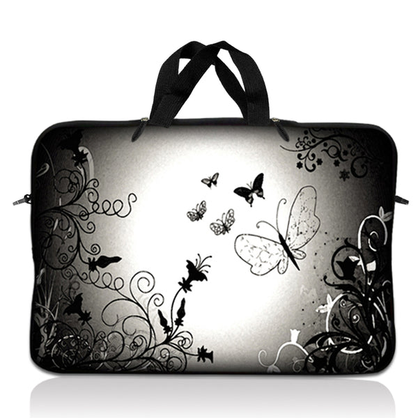 Laptop Notebook Sleeve Carrying Case with Carry Handle – Dark Contrast Fade Butterfly
