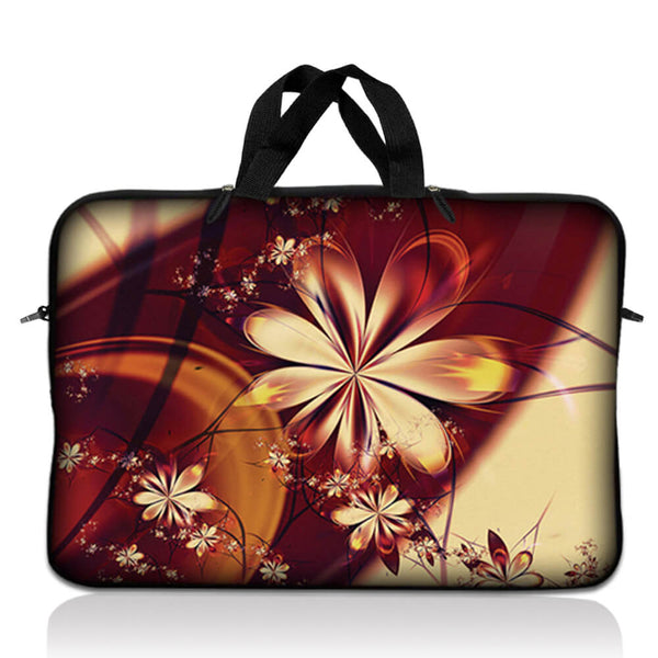 Laptop Notebook Sleeve Carrying Case with Carry Handle – Gold Flower Floral