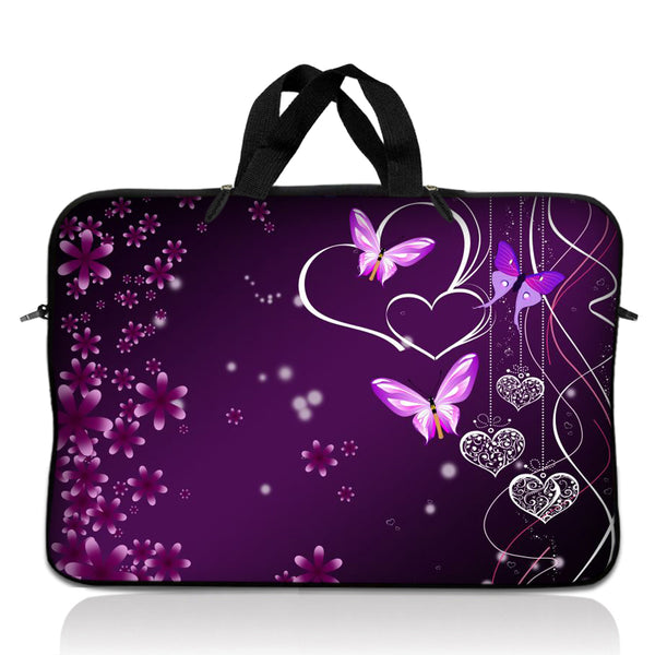 Laptop Notebook Sleeve Carrying Case with Carry Handle – Purple Heart Butterfly