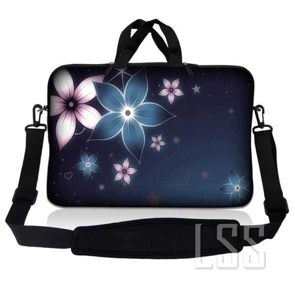 Laptop Notebook Sleeve Carrying Case with Carry Handle and Shoulder Strap - Plumeria Flower Floral