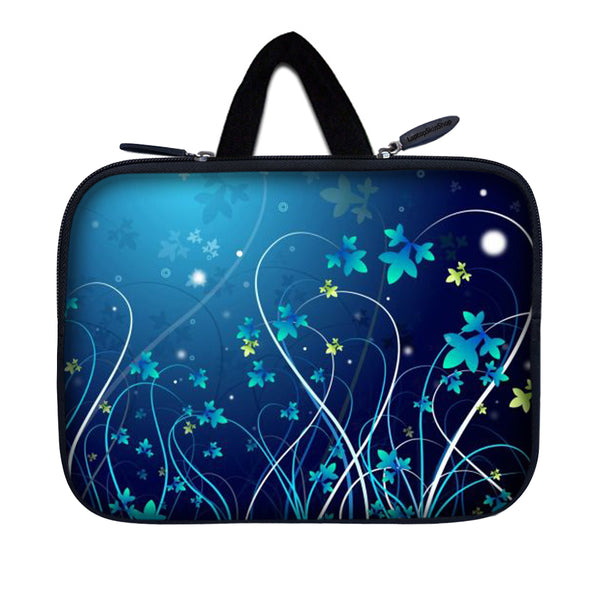 Tablet Sleeve Carrying Case w/ Hidden Handle – Blue Swirl Mid Summer Night Floral