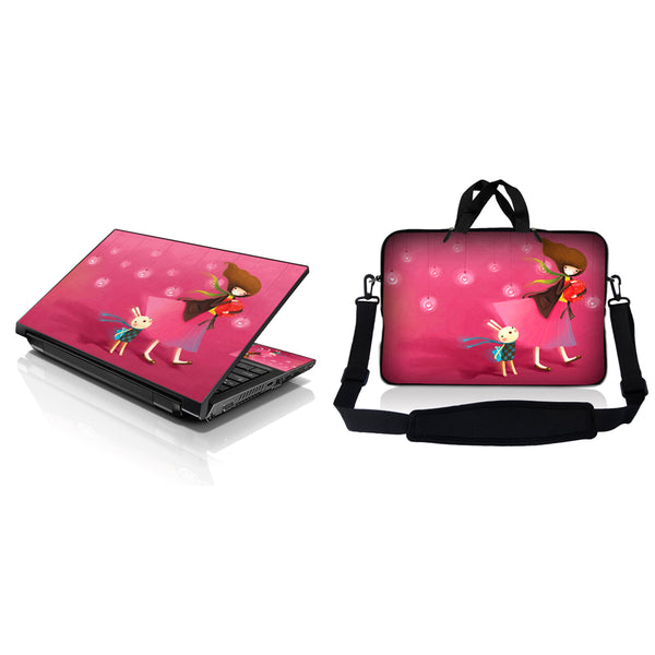 Notebook / Netbook Sleeve Carrying Case w/ Handle & Adjustable Shoulder Strap & Matching Skin – Girl Birthday Party