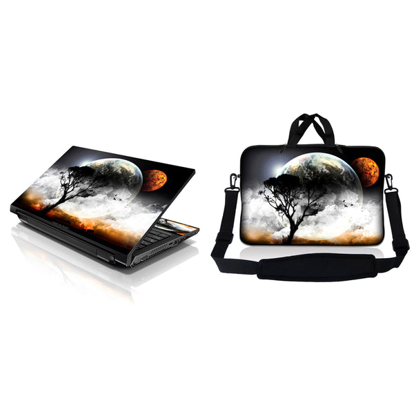 Notebook / Netbook Sleeve Carrying Case w/ Handle & Adjustable Shoulder Strap & Matching Skin – Earth and Moon Eclipse