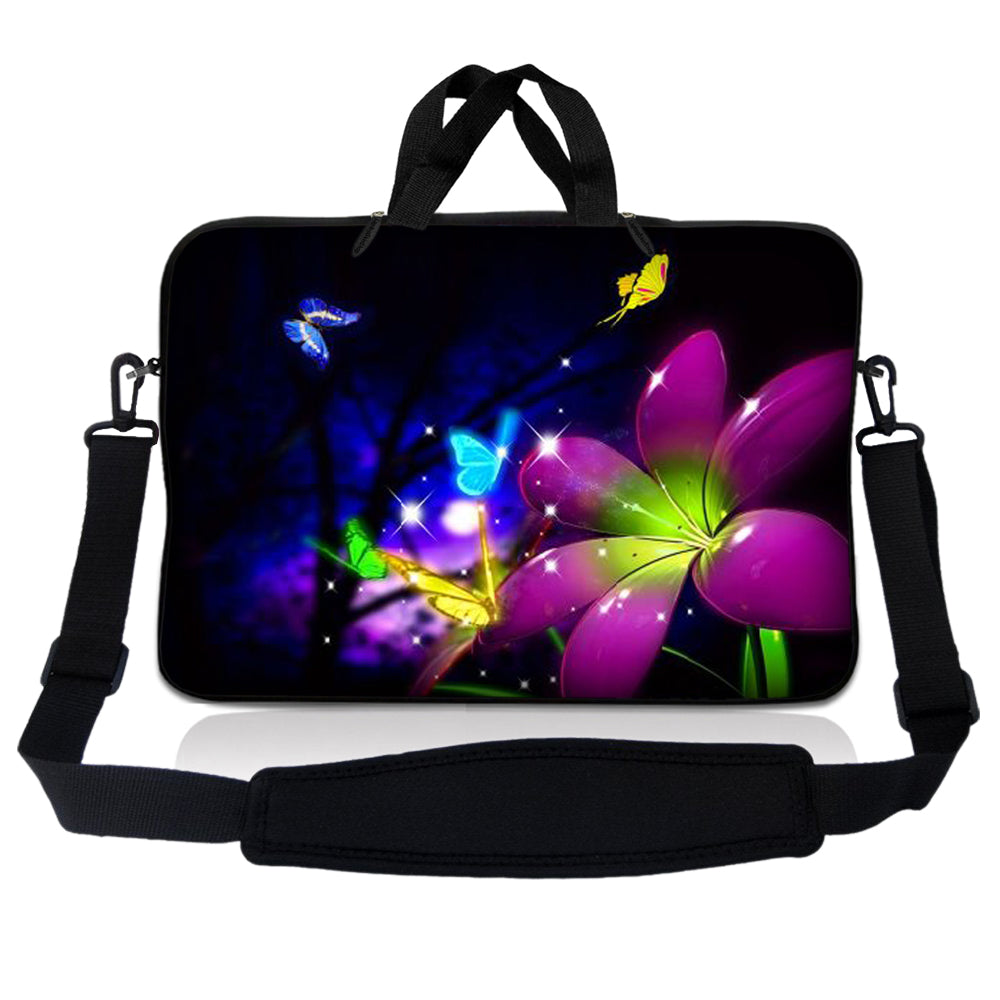 Purple Blue Floral Laptop Sleeve & Skin Combo Pack – Laptop