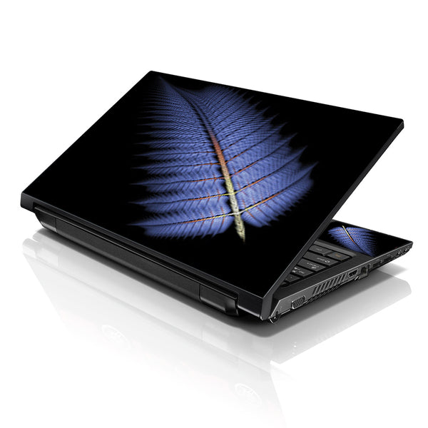 Laptop Notebook Skin Decal with 2 Matching Wrist Pads - Blue Feather