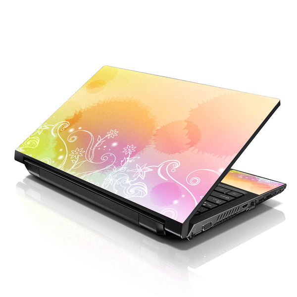 Laptop Notebook Skin Decal with 2 Matching Wrist Pads - Abstract Flowers