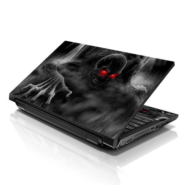 Laptop Notebook Skin Decal with 2 Matching Wrist Pads - Dark Ghost Zombie Skull