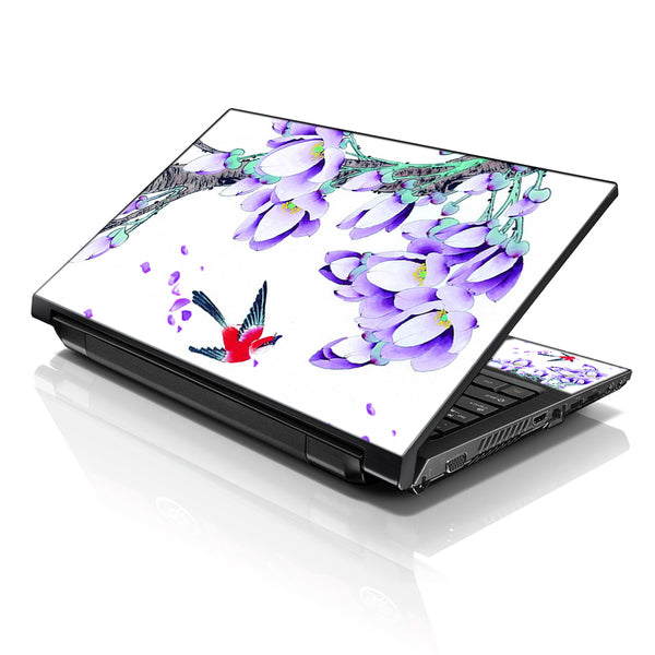 Laptop Notebook Skin Decal with 2 Matching Wrist Pads - Bird Floral
