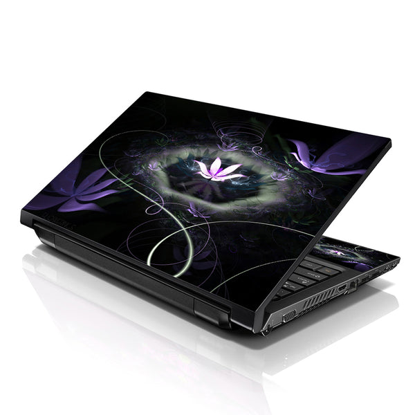 Laptop Notebook Skin Decal with 2 Matching Wrist Pads - Dark Abstract Floral