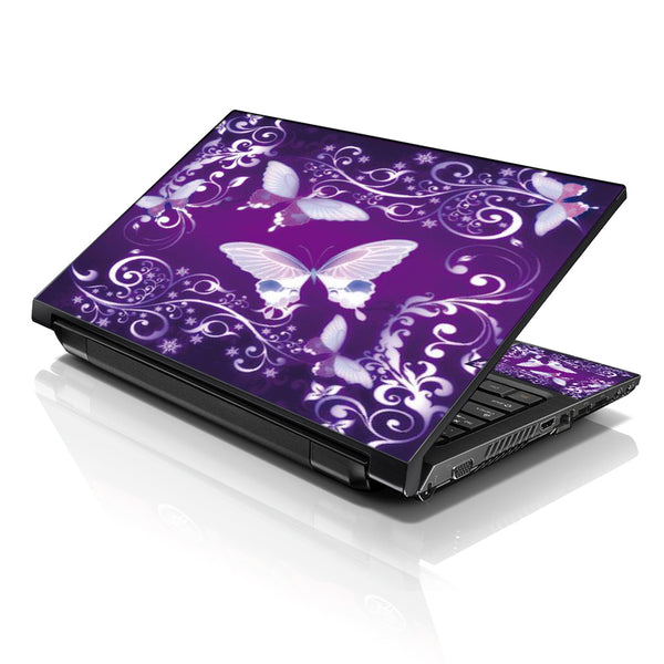 Laptop Notebook Skin Decal with 2 Matching Wrist Pads - Dual Butterflies