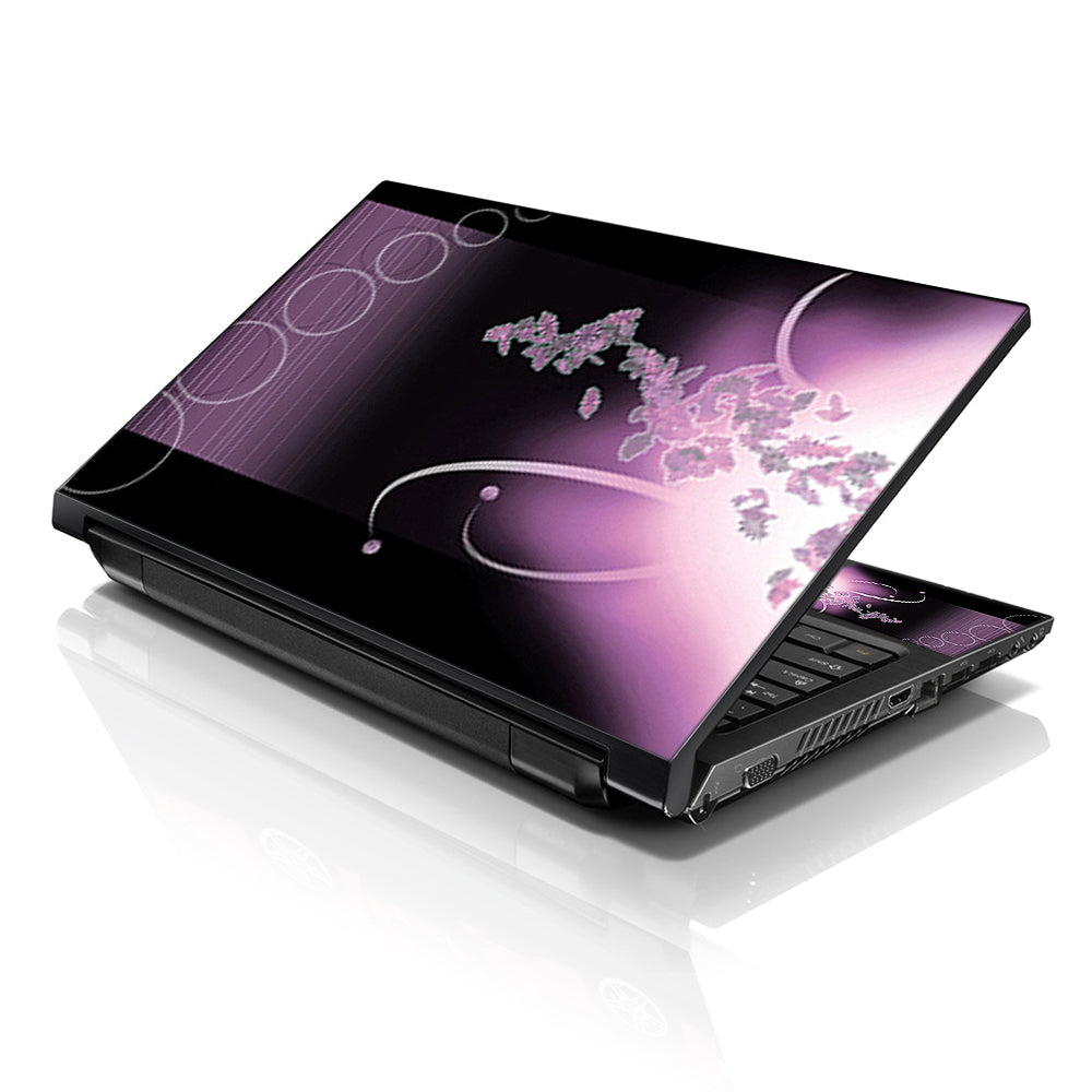 Faded Purple Floral Laptop Skin Decal with 2 Matched Graphical Wrist ...