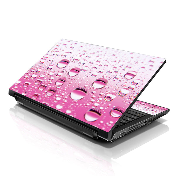 Laptop Notebook Skin Decal with 2 Matching Wrist Pads - Pink Water Drops
