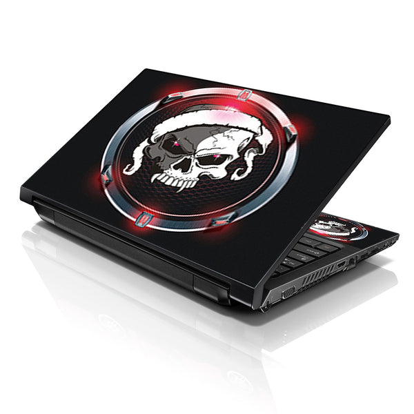 Laptop Notebook Skin Decal with 2 Matching Wrist Pads - Circle Skull
