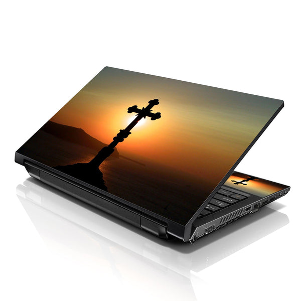 Laptop Notebook Skin Decal with 2 Matching Wrist Pads - Black Cross