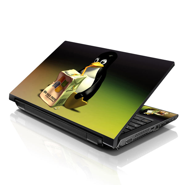 Laptop Notebook Skin Decal with 2 Matching Wrist Pads - Linux Penguin