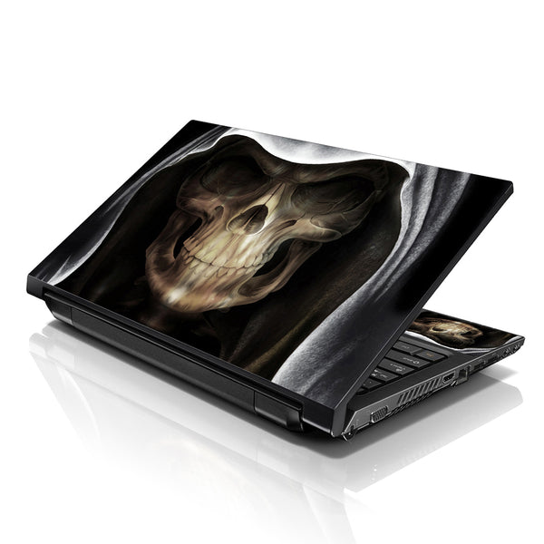Laptop Notebook Skin Decal with 2 Matching Wrist Pads - Hooded Skull