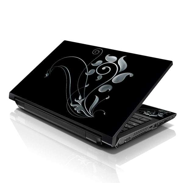 Laptop Notebook Skin Decal with 2 Matching Wrist Pads - Dark Floral