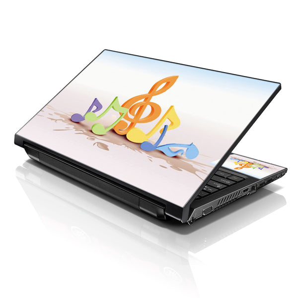 Laptop Notebook Skin Decal with 2 Matching Wrist Pads - Musical Notes