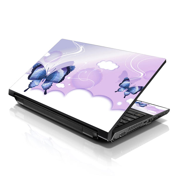 Laptop Notebook Skin Decal with 2 Matching Wrist Pads - Cloudy Butterfly