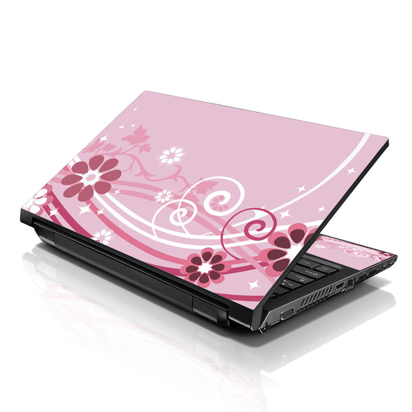 Laptop Notebook Skin Decal with 2 Matching Wrist Pads - Pink Floral