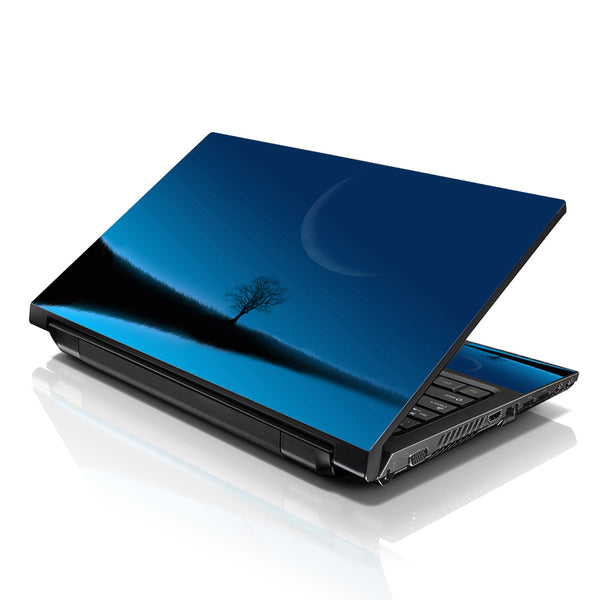 Laptop Notebook Skin Decal with 2 Matching Wrist Pads - Blue Moon Scenery