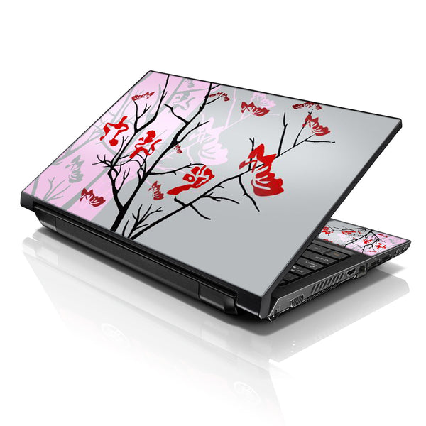 Laptop Notebook Skin Decal with 2 Matching Wrist Pads - Pink Gray