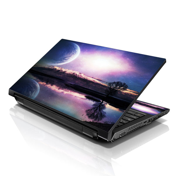 Laptop Notebook Skin Decal with 2 Matching Wrist Pads - Blue Moon Scenery
