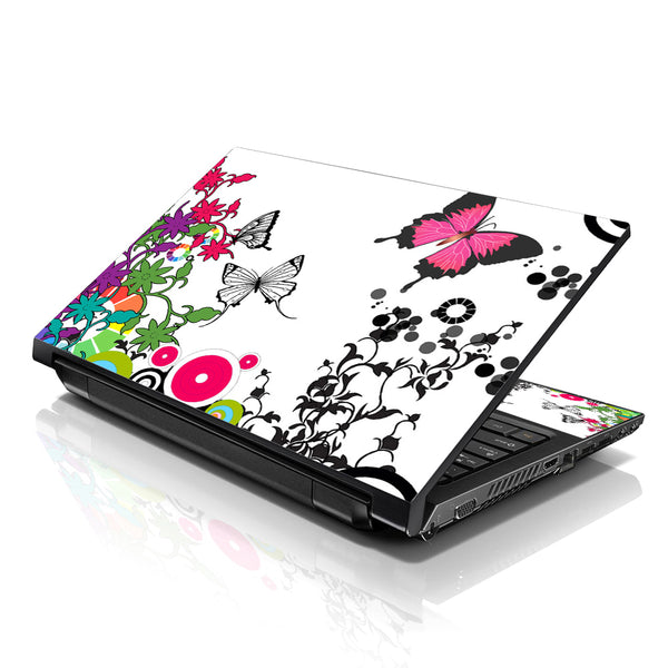 Laptop Notebook Skin Decal with 2 Matching Wrist Pads - Forest Butterflies