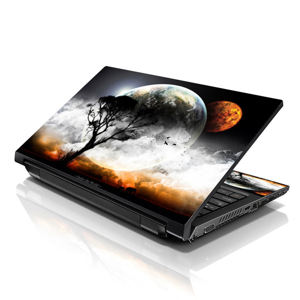 Laptop Notebook Skin Decal with 2 Matching Wrist Pads - Earth and Moon Eclipse