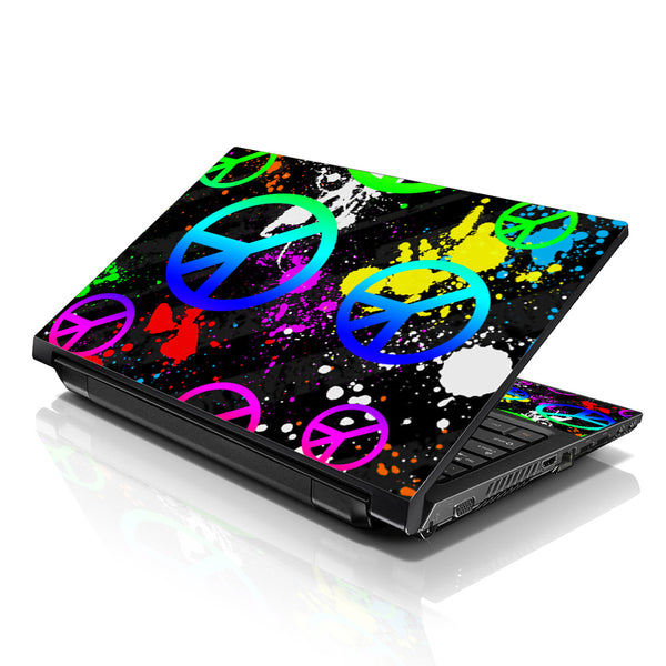 Laptop Notebook Skin Decal with 2 Matching Wrist Pads - Peace Signs