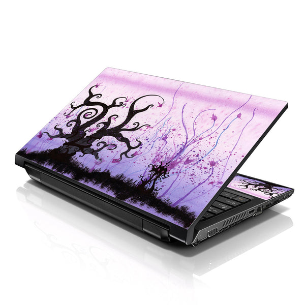 Laptop Notebook Skin Decal with 2 Matching Wrist Pads - Futuristic Trees Light Purple