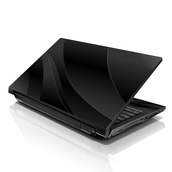 Laptop Notebook Skin Decal with 2 Matching Wrist Pads - Black Waves