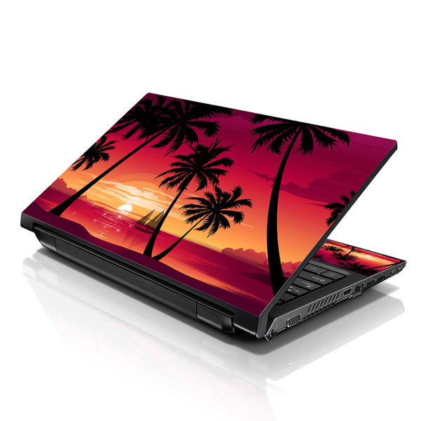 Laptop Notebook Skin Decal with 2 Matching Wrist Pads - Hawaiian Paradise Palm Tree