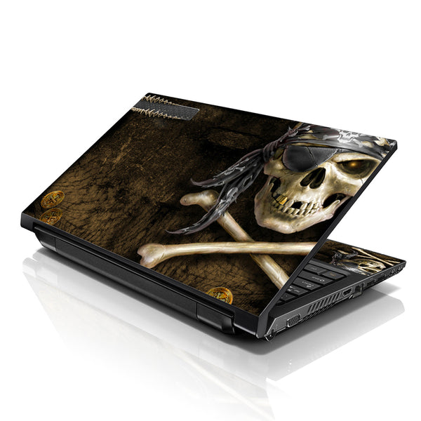 Laptop Notebook Skin Decal with 2 Matching Wrist Pads - Pirate Skull