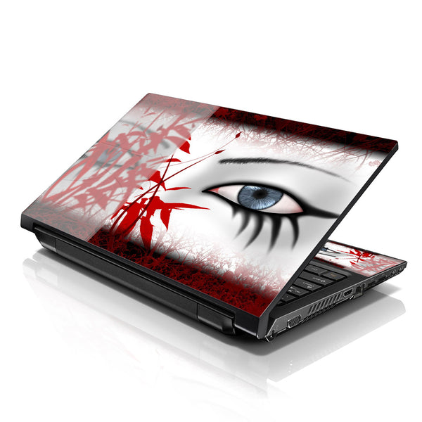 Laptop Notebook Skin Decal with 2 Matching Wrist Pads - Red Secretive Eye