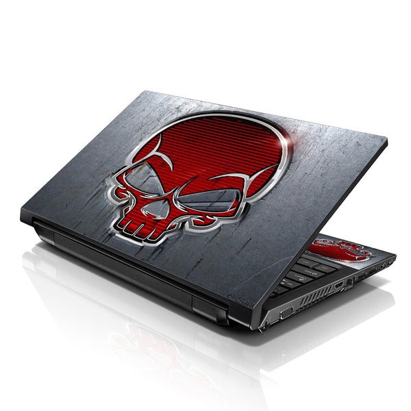 Laptop Notebook Skin Decal with 2 Matching Wrist Pads - Red Skull