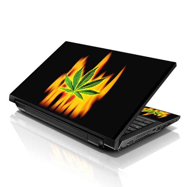 Laptop Notebook Skin Decal with 2 Matching Wrist Pads - Smoking Leave