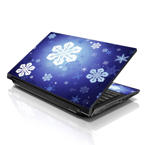 Laptop Notebook Skin Decal with 2 Matching Wrist Pads - Snow Flakes