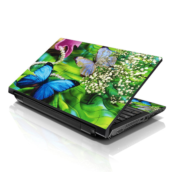 Laptop Notebook Skin Decal with 2 Matching Wrist Pads - Spring Butterfly